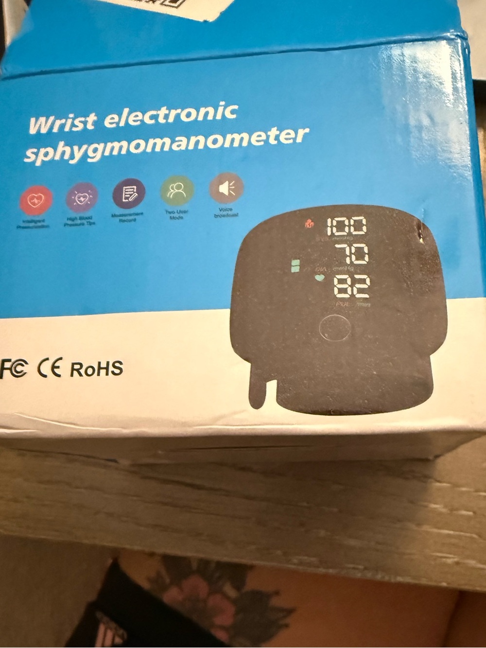 Rechargeable Wrist Blood Pressure Monitor for Home Use